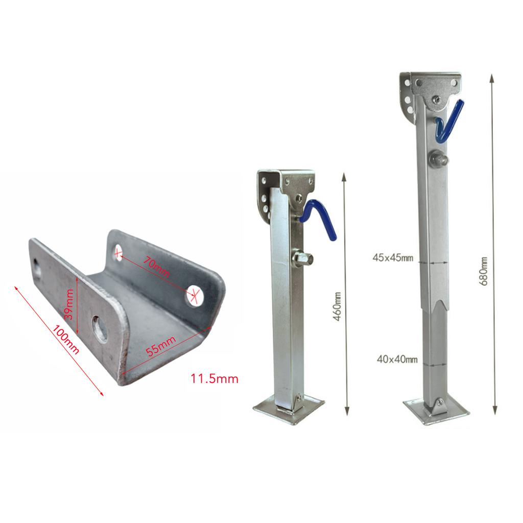 Podpórka przyczepy teleskopowa 460-680 mm Udźwig 1000 kg Ocynkowane żelazo do pojazdu terenowego Podpórka przyczepy