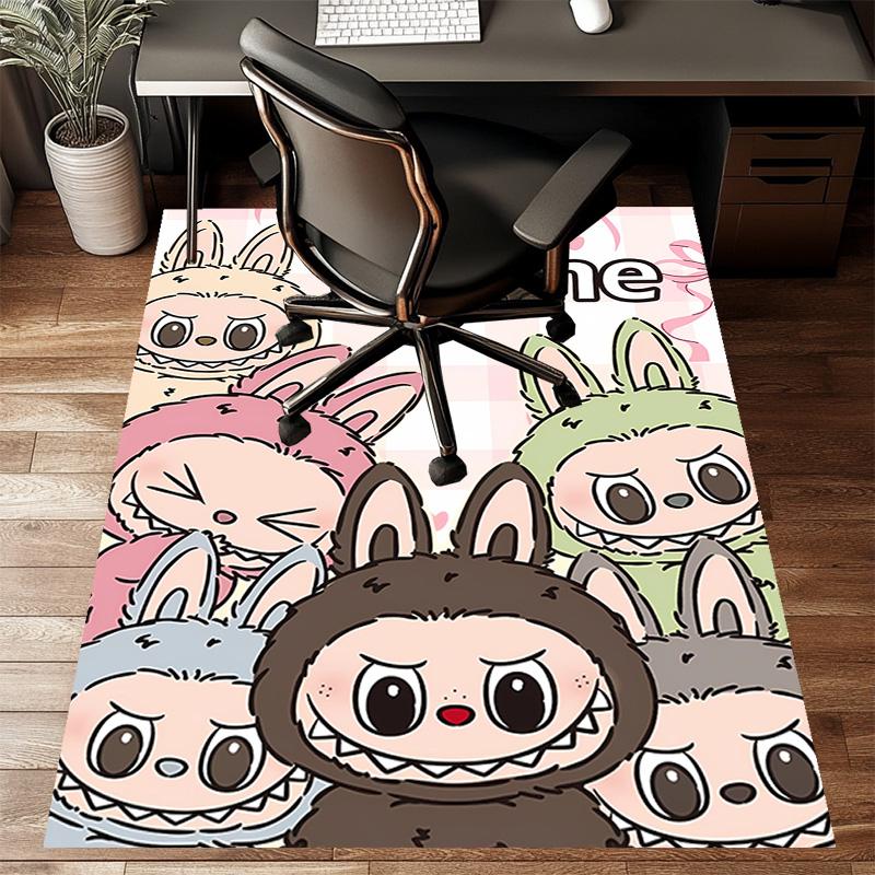Custom Labubu Mat Personalized Name, Polyester Washable Indoor Entryway Rug, Gift for Christmas, Easter, Thanksgiving Day