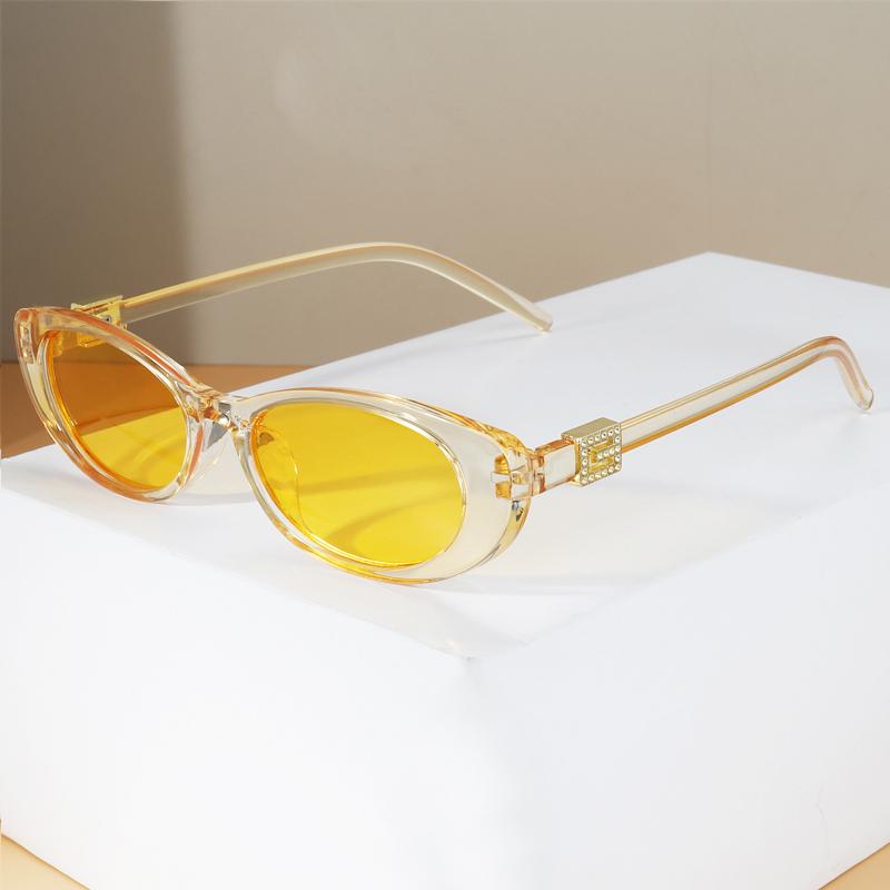 2Pcs Fashion Ladies Oval Sunglasses Outdoor Travel Versatile Accessories Celebrity Same-Style Eyewear Cndy Color Sun Glasses