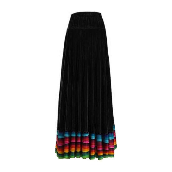 Maxirock für Damen, Volkstanzrock, elastischer Bund, spanischer Swingrock, Regenbogen, großer Swingsaum, mexikanischer Flamenco-Performance-Rock