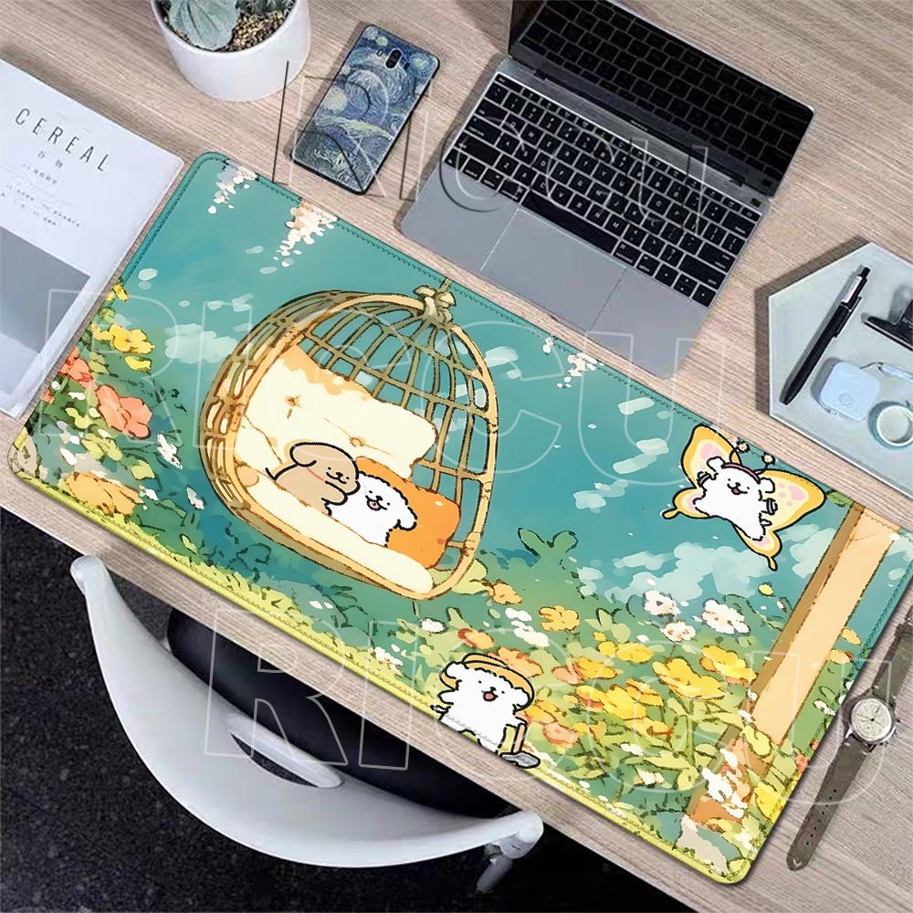 Kawaii Vonal Kutyás Egérpad Nagy Játékos PC Számítógép Játékos Billentyűzet Zárt Szélű Szőnyegek Puha Gumi Szőnyegek Csúszásmentes Szőnyeg Ingyenes Szállítás