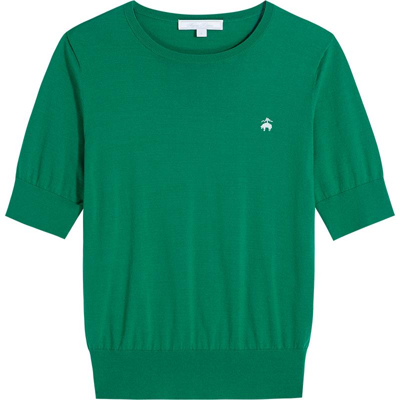 Женский трикотажный топ с коротким рукавом и вышитым логотипом BrooksBrothers S