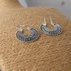 Vintage Antique Gold  Silver Color Flower Metal Hoop Earrings Punk Alloy Earring Brincos for Women