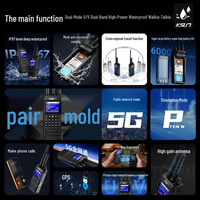 KSUN CT88 Professional Dual-Mode UV Walkie-Talkie (CN version)