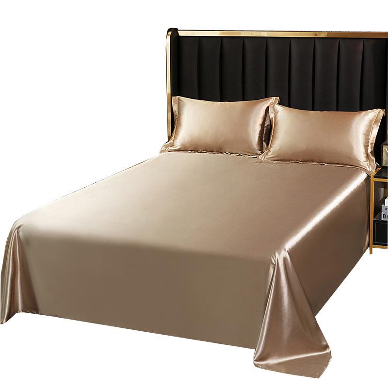 Washable Silk Fitted Sheet Set with Satin Pillowcase & Double Duvet Cover