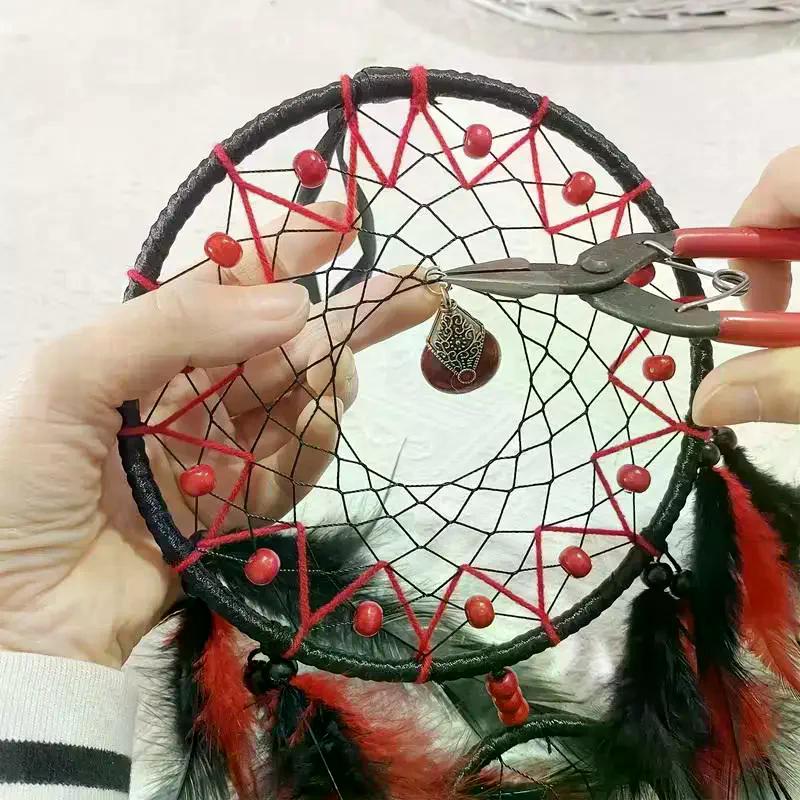 Hand-woven Dreamcatcher Wind Chimes, Adorned With Artificial Feathers And Crystals, Exquisite Wall Decoration