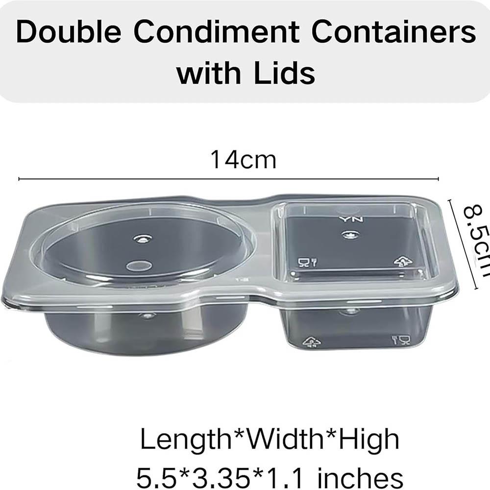 

2 Compartment Snack and Dip Containers, Double Compartment Condiment Container With Lids for Takeaway Sauces,Travel,Salad,Candy 10pcs