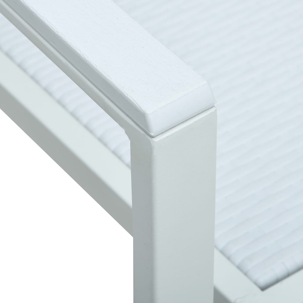 Garden Chairs Set of 4 White Plastic with Wicker Look