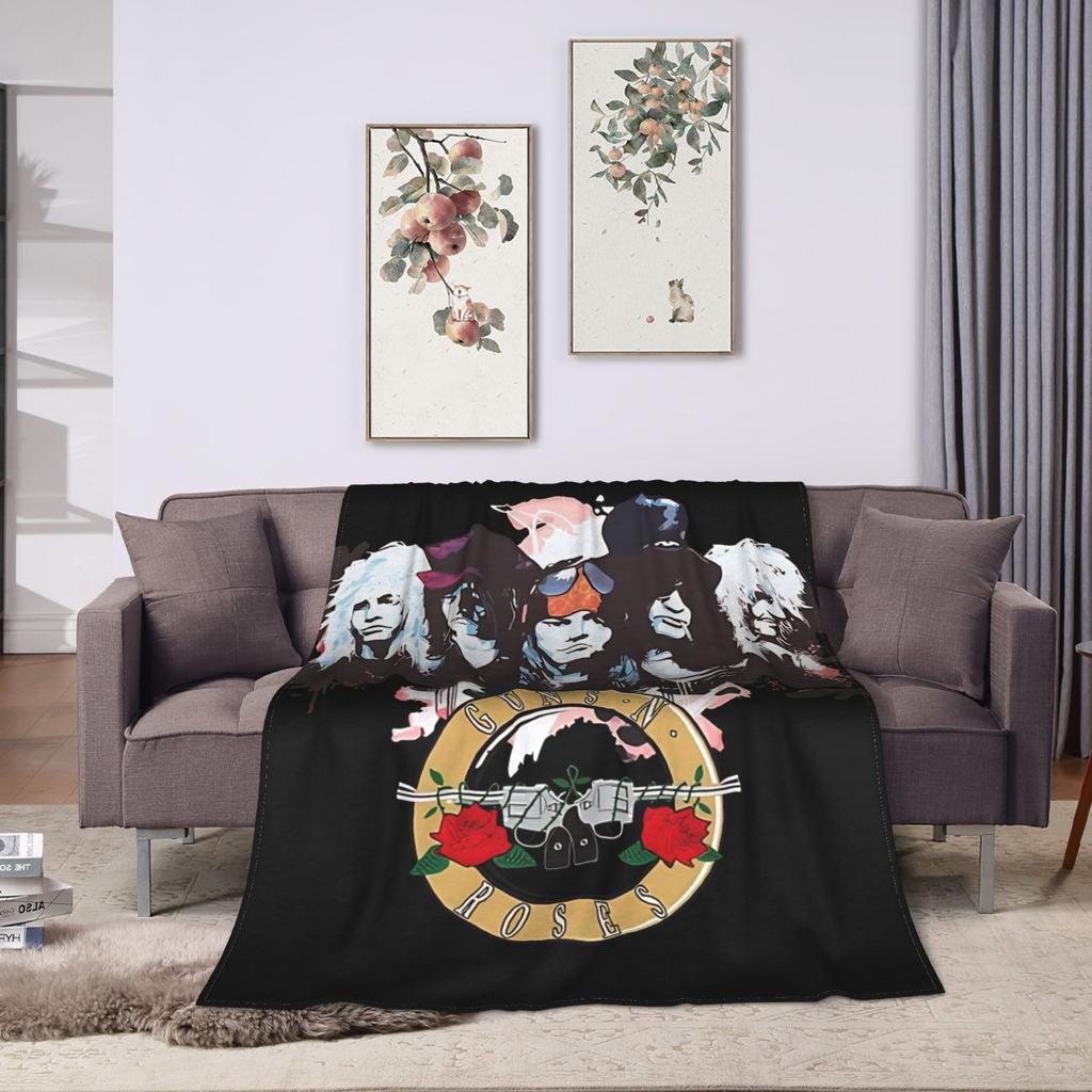 Guns N Roses Band  Blanket  Decorative Flannel Throw Blanket For Couch Bed Soft Warm Custom Quality Bedspread Gift