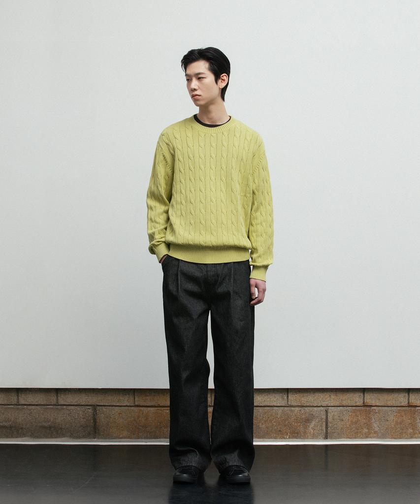 BLANKROOM Cable Knit_Yellow Green
