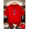 New Men Fashion Casual Loose Fit Plus Size Paris Letter Print Round Neck Short Sleeve T-shirt Top Short-sleeved T-shirt for Men