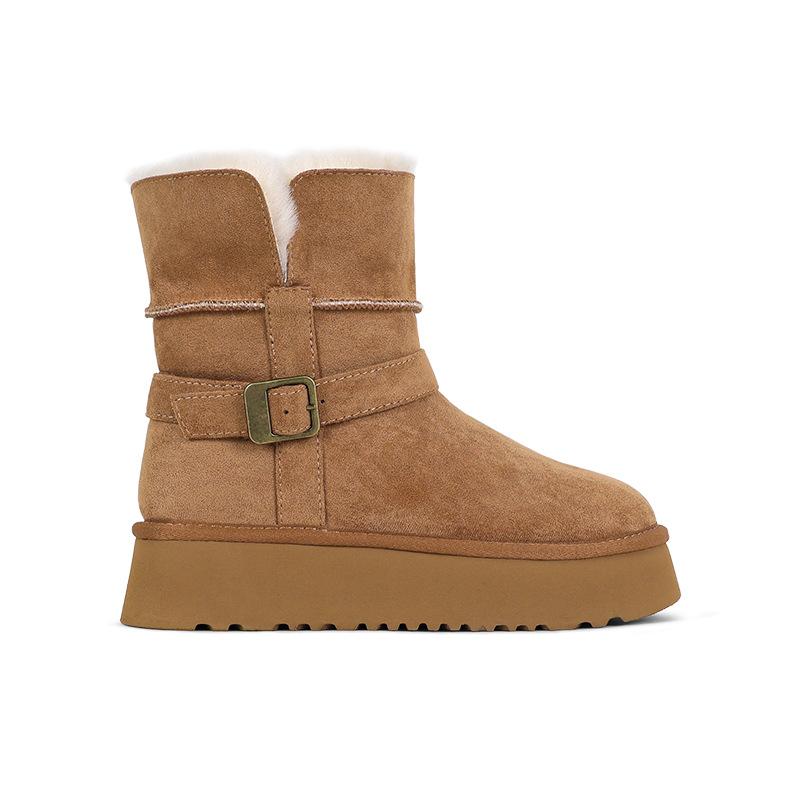 Welfare King fried model~ leather thick-soled thickened velvet warm snow boots women's 2025 winter new Mao Mao cotton shoes