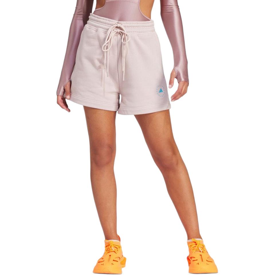 adidas Pantalones cortos casuales rectos con cordones de color sólido para mujer Rosa IS1217
