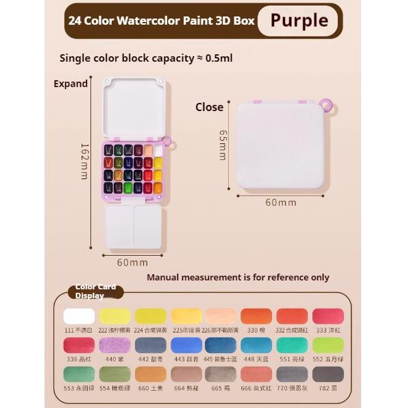 24 Colors Watercolor Paint Set Schmincke 0.5ml Mini Pocket Travel Watercolour Paint Palette Set for Painters Artists Students