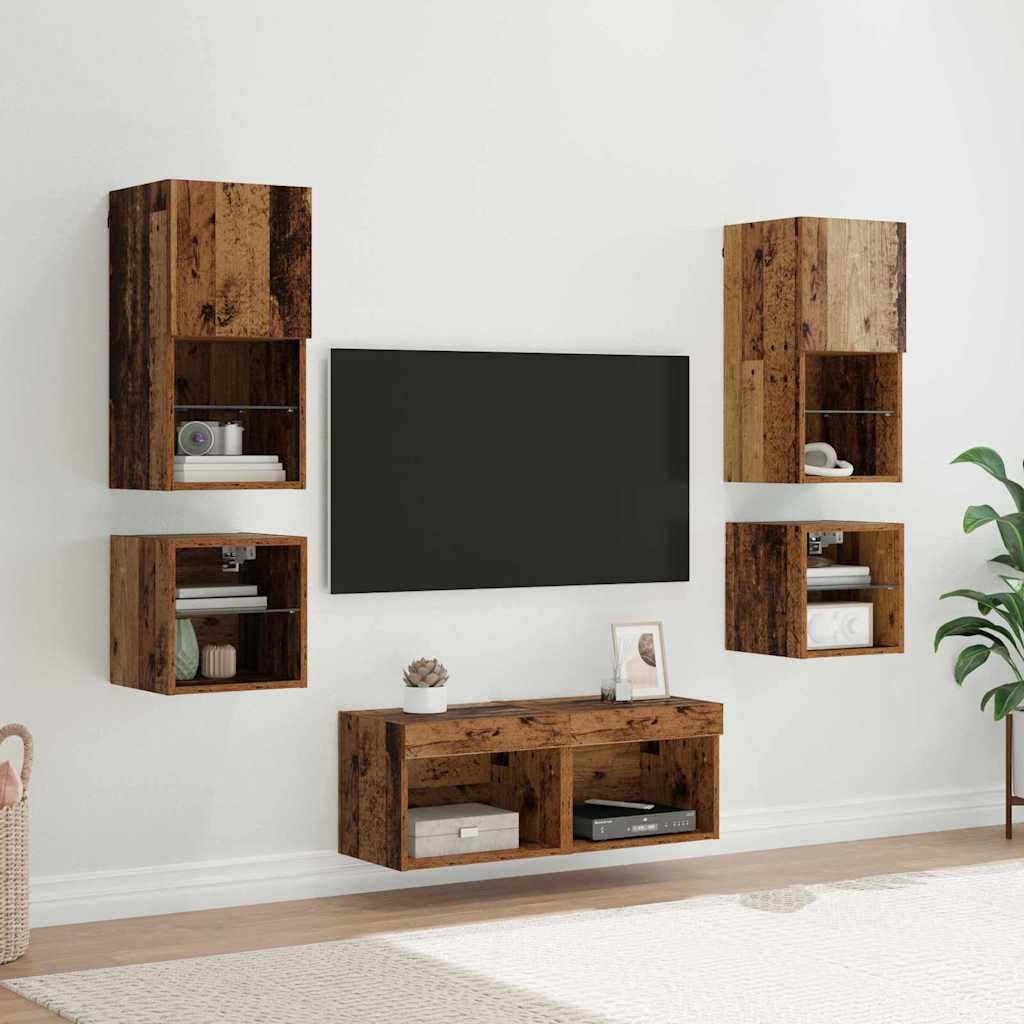 TV Wall Units 8 pcs Reclaimed Wood Particleboard