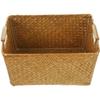 Lightweight Seagrass Woven Basket with Handle Portable Desktop Storage Box for Office Home Study Room Rustic Sundry Organizer