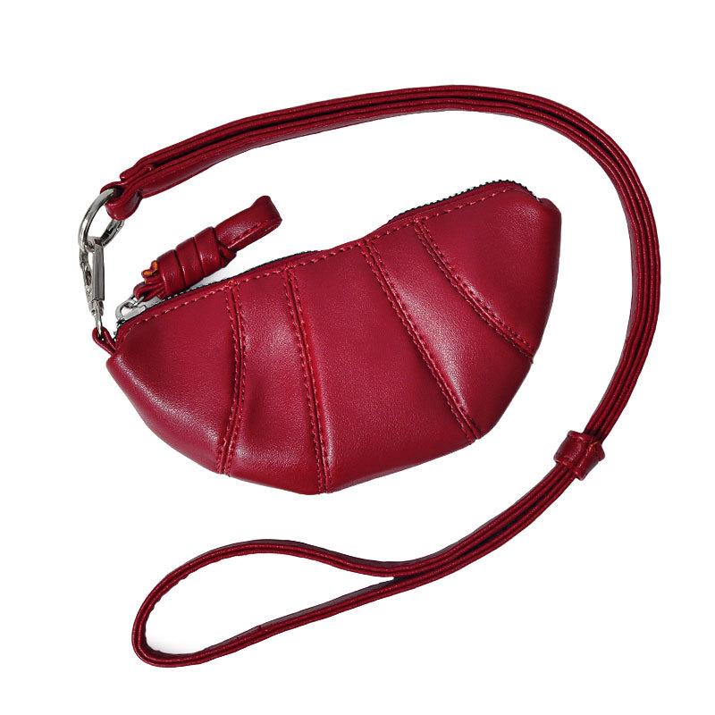 

Hanwang Burst! Niche Design Pu Leather Mini Croissant Bag Retro Exquisite Lanyard Change Bag Earphone Bag