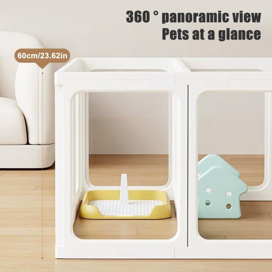 Hunde-Laufstall für den Innenbereich mit Saugnäpfen, Werkzeuglose Montage Tierzaun, 125x85x60cm Zwinger