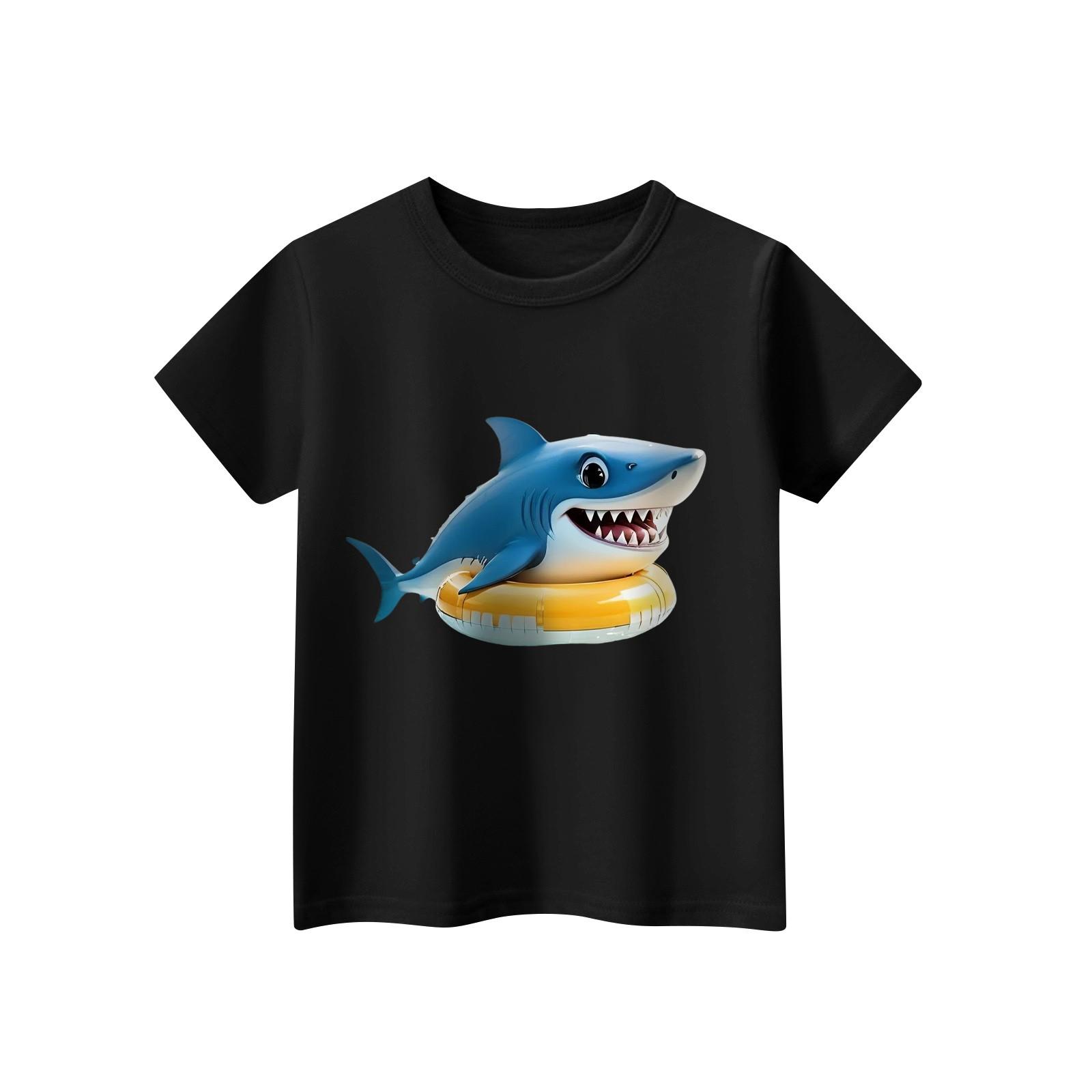 

Дитяча футболка з коротким рукавом і тваринним принтом, повсякденний топ 100 чорний