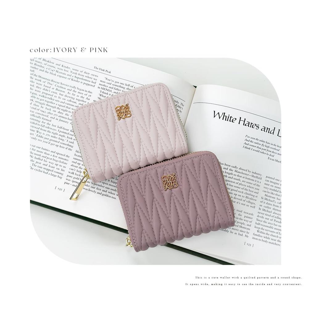 Mini Large Card Coin Wallet, Bifold, Capacity, Case, Accordion-Style, Slim, Purse, Compact, Small, Women's (Pink)