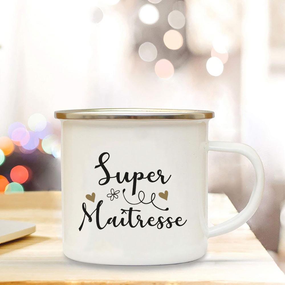 Thank You Mistress Enamelled Mug Gift Idea for Coffee Lover Original Teacher Gift Flowers Pattern The Perfect Teacher's Day Gift