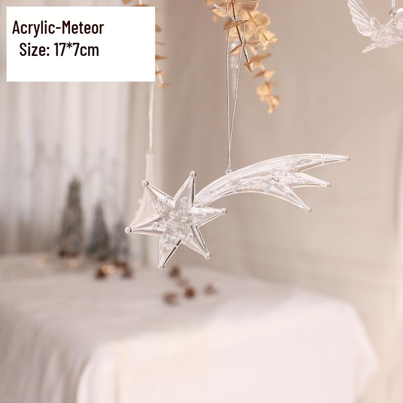Ornament de Crăciun Fulg de Nea: Gheață Acrilică pentru Decor de Sărbători sau Instalație de Nuntă, Alb Transparent
