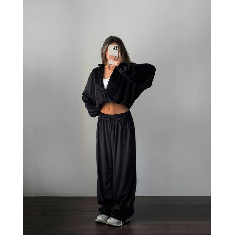 Womens Casual 2-Piece Set: Solid Color Long Sleeve Zip-Up Hoodie Jogger Pants Streetwear Comfort