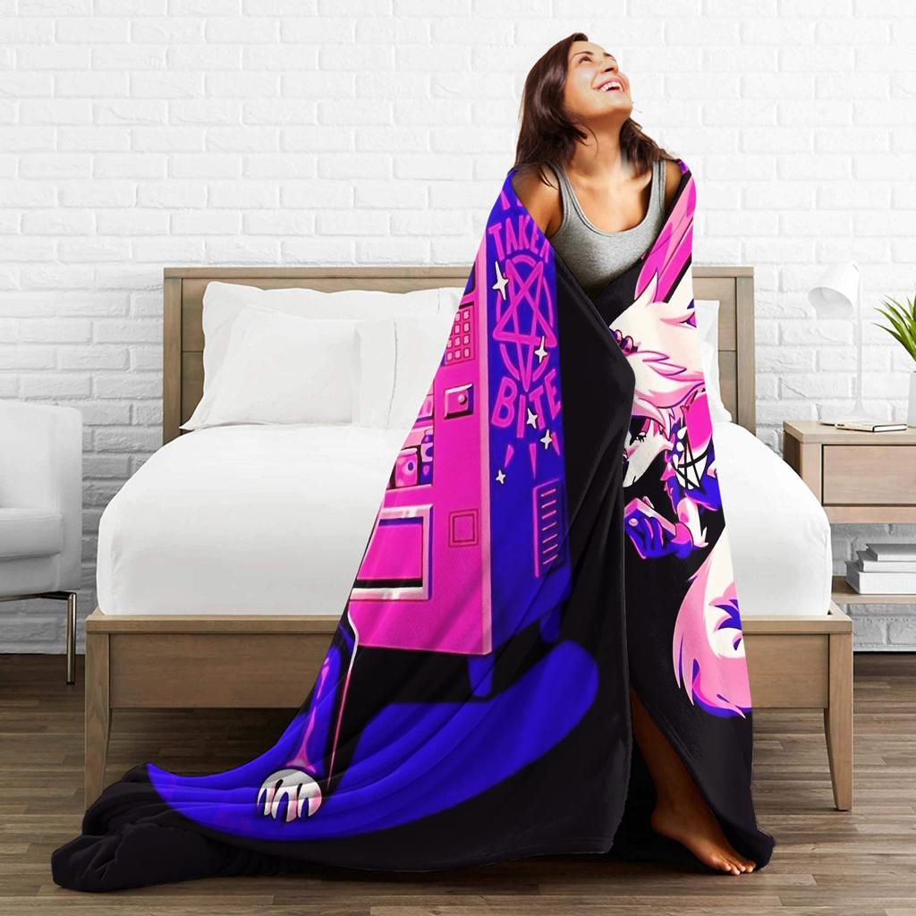 Helluva Boss Loona Flannel Blankets Warm Throw Blanket for Living Room Airplane Travel Graphic Bedspread Sofa Bed Cover