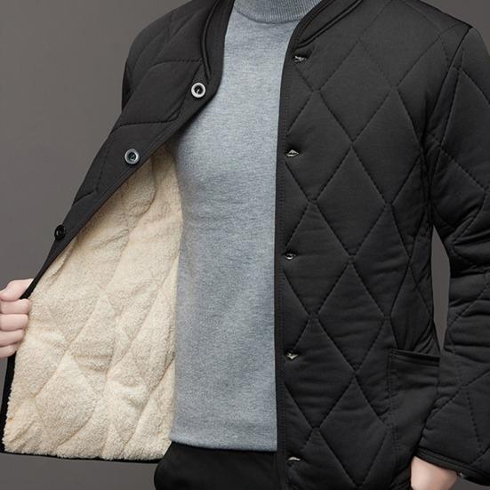 Autumn Winter Solid Color Cotton Jacket Stand Collar Long Sleeve Quilted Padded Thickened