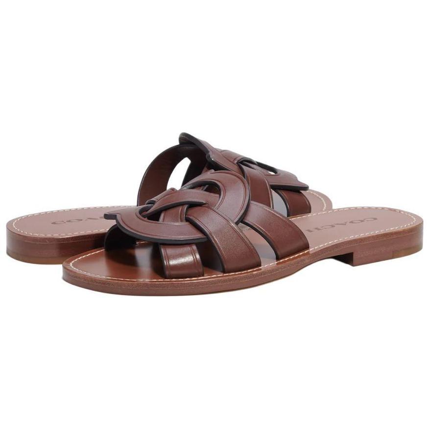 Coach Issaa Leather Flat Sandals CI222-WAL
