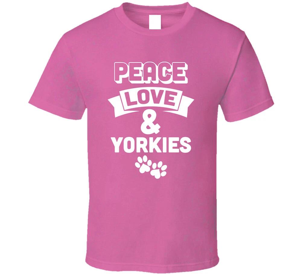 Peace Love And Yorkies Funny Dog Pup Gift T Shirt 2XL