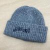 Stickman Embroidered Knit Beanie for Women, Autumn Winter Trendy Cold Hat, Slim Face, Versatile Warm Pile Wool Hat, Fits Big Head Circumference