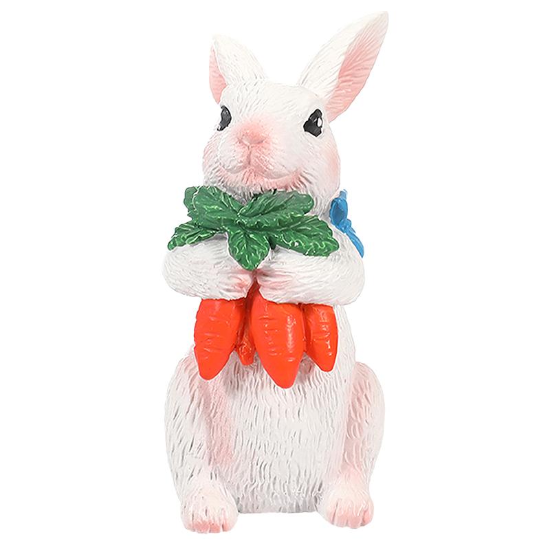 Easter Bunny Figurine Decor, Standing Spring Resin White Rabbit Statue Tabletop Ornament, Festival Present For Garden Home