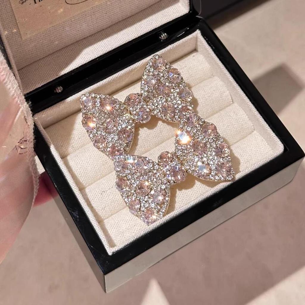 Korean Style Rhinestone Bow High-Gloss Hair Clip