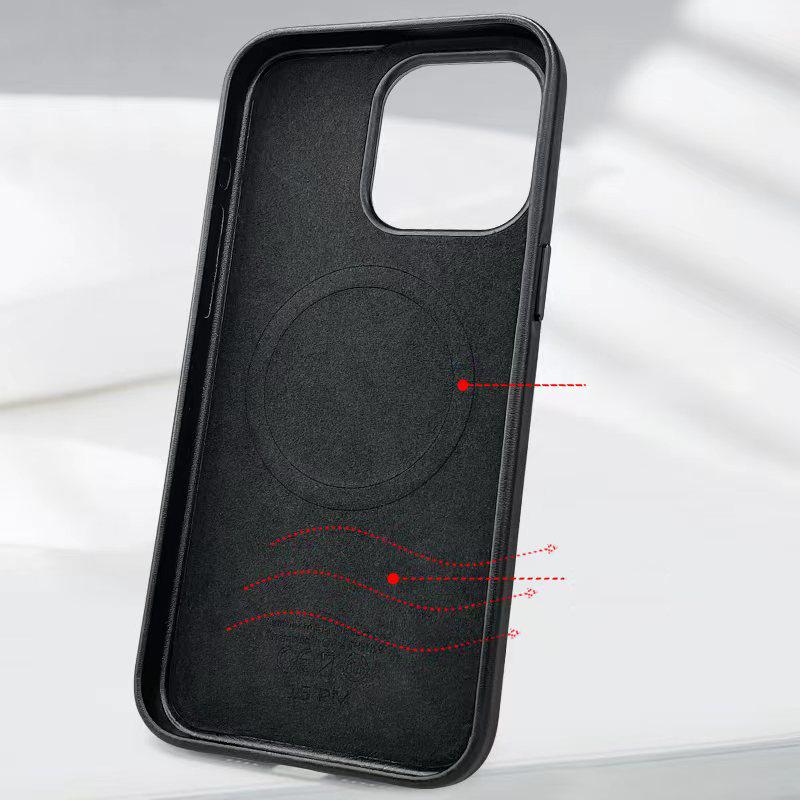 Magnetic Leather Black Matte Case For Magsafe Mag Safe iPhone 16 Pro Max 15 Plus 14 13 12 11 iPhone16 16Plus 16Pro 15Pro 14Pro Phone Cover Accessories