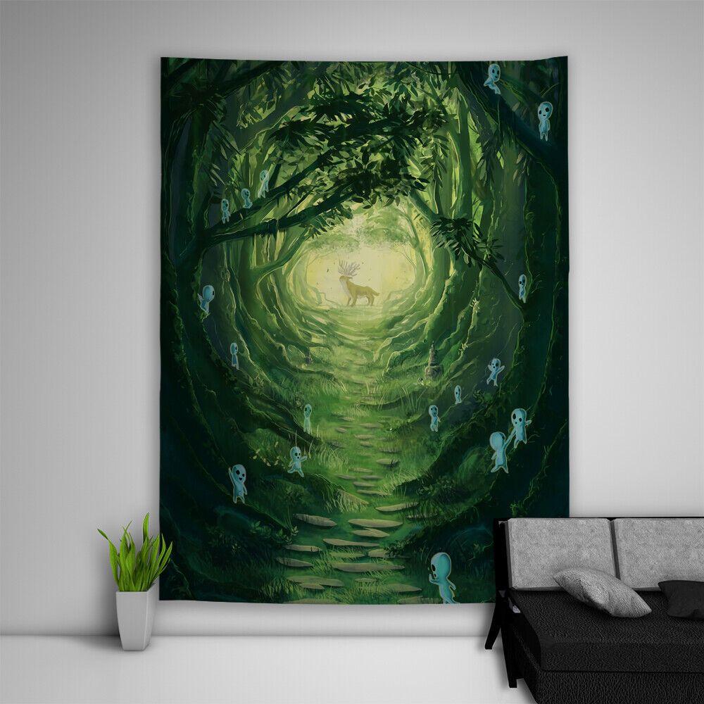 Princess Mononoke Wall Tapestry Psychedelic 75x100 чёрный