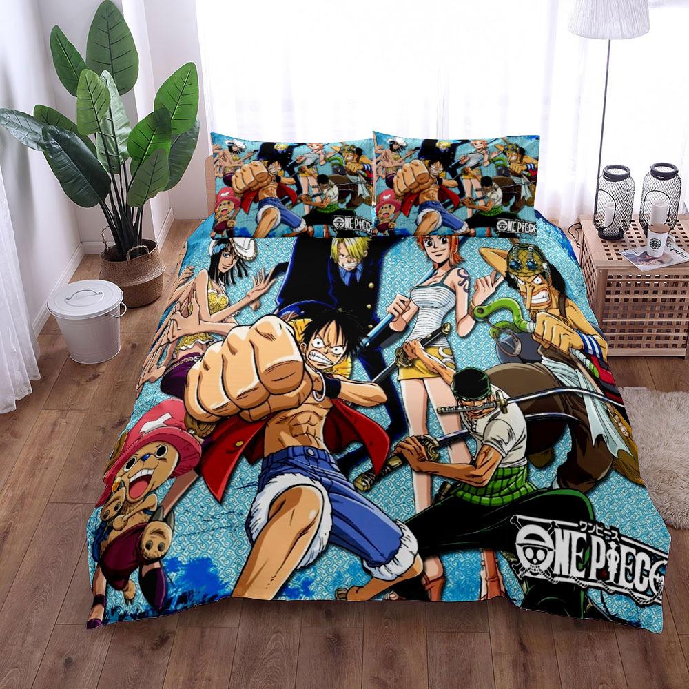 Anime O-Ones Pieces Bedding Set Japanese Luffys Duvet Cover Pillowcase for Children Boys Gift Single Queen King Size