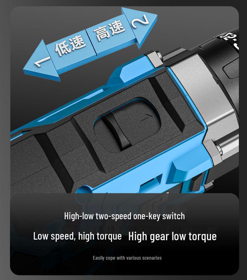 Rechargeable Multi-Function Electric Hand Drill with Impact and Screwdriver Features