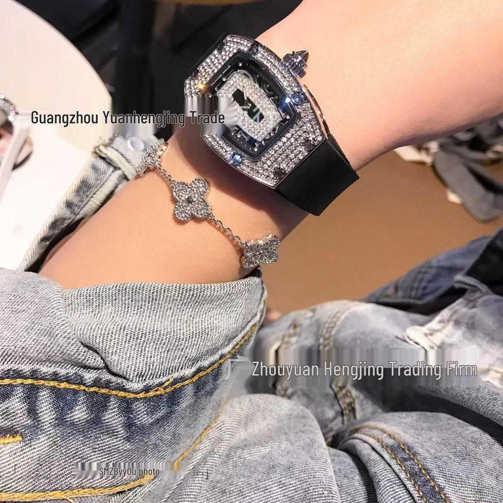 Danny Road Women's Barrel-Shaped Quartz Watch: Fashionable, Stylish, and Diamond-Studded.