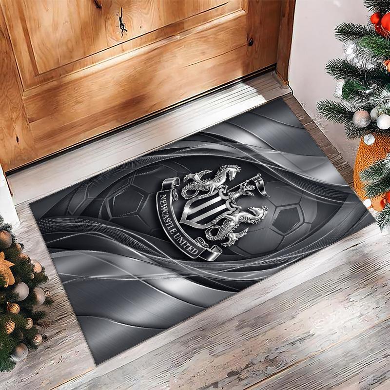 Tappeto in Velluto di Cristallo con Stampa di Calcio del Newcastle United, Comodo Assorbente d'Acqua Antiscivolo Tappeto per Pavimento Interno