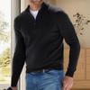 Pánský svetr podzim zima stojáček límec výstřih do V jednobarevný slim fit elastický dlouhý rukáv měkký zip s výstřihem pánský svetr