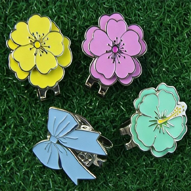 Modischer Blumiger Golfballmarker Magnetischer Hutclip Zinklegierung Zubehör für Golfer Einzigartige Ballmarkierungslösung