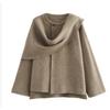 Women'S Asymmetrical Scarf Short Knitted Jacket