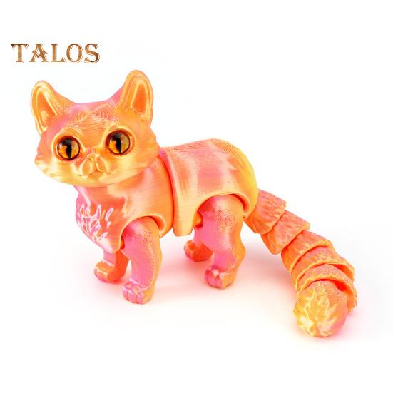 3D Printed Cat Figurine Movable Joints Cat Figure Articulated Animal Model Toy Home Office Bookshelf Desktop Decoration Ornament