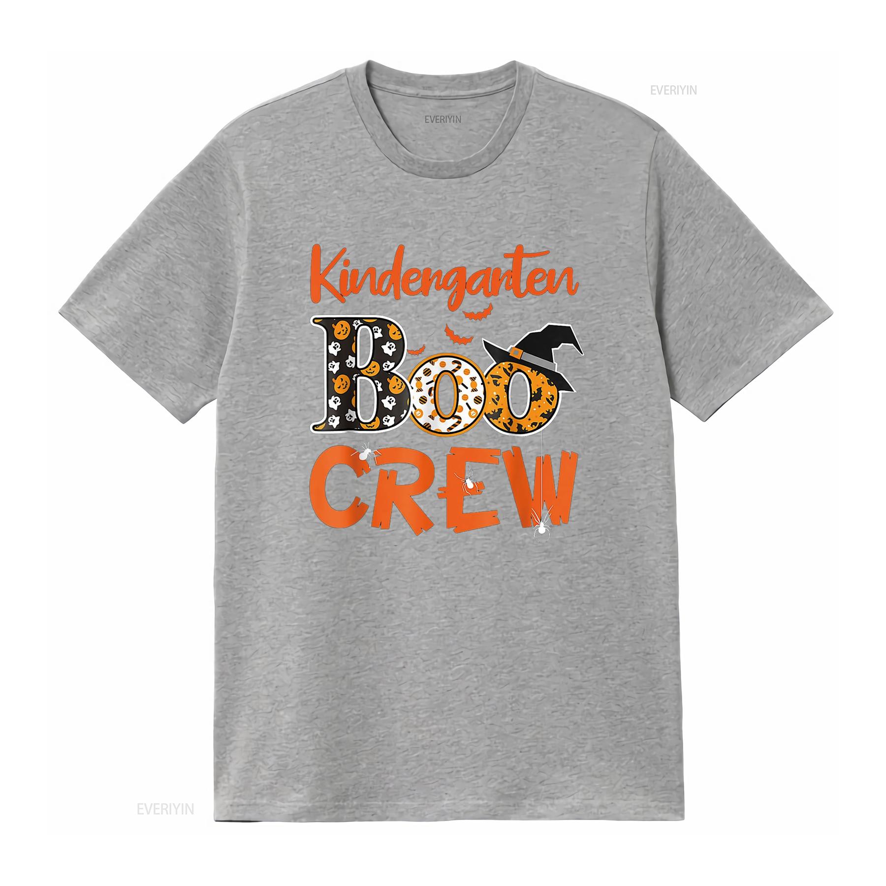 

Kindergarten Boo Crew Teachers Students Halloween Costume T Shirt vintage Washed Top For Everyday Wear Versatile Casual Stylish S