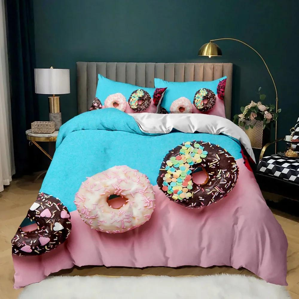 Doughnut Colorful Tie Dye Comfortable Duvet Quilt Cover Pillowcase Bedding Set Children Bedroom Decoration Home Textile