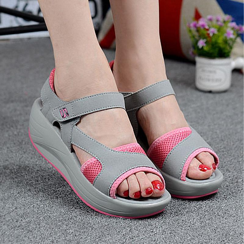 2025 Summer Women Shoes Mesh Fish Platform Sandals Women's Open Toe Wedge Sandals Ladies Light Casual Shoes