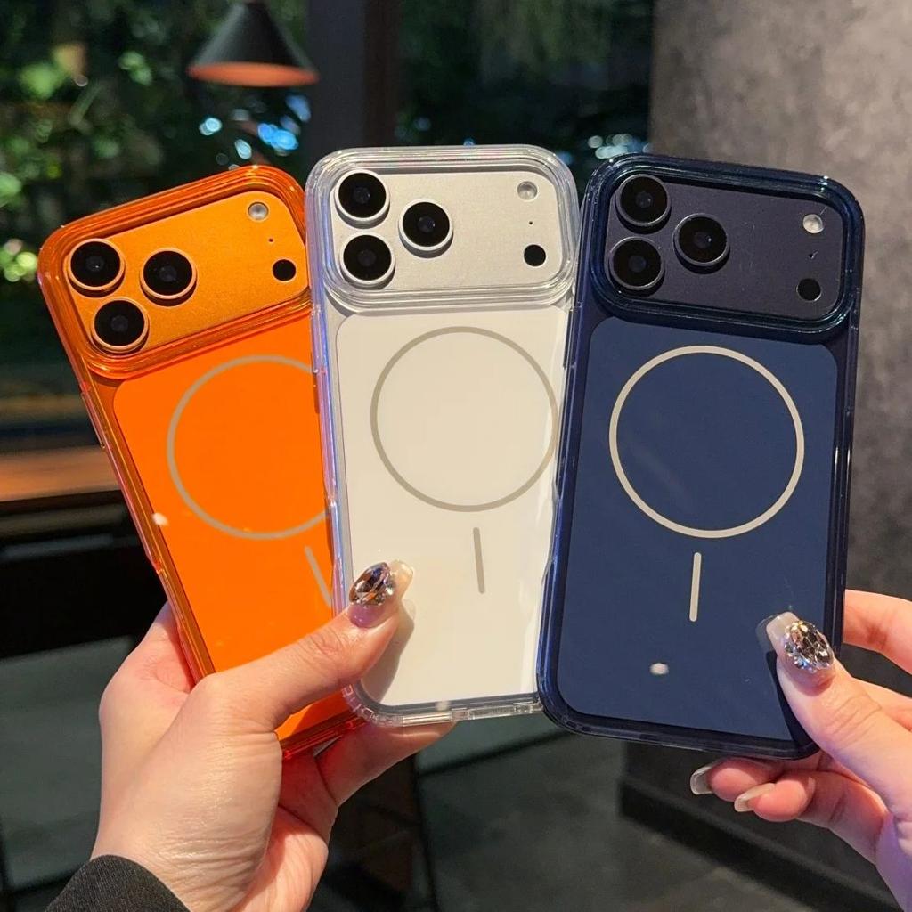 Official Orange Color Backboard For Magsafe Magnetic Phone Case For iPhone 17 Air Pro Max Four-corner Anti-fall Shockproof Cover