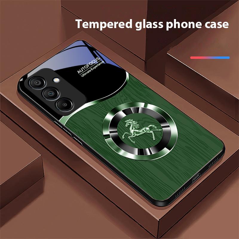 Holzmaserung Pferd Blau Für Samsung Galaxy A15 5G 54 4G 51 50 24 35 90 71 12 51 53 52S 80 22 34 Schwarz Gehärtetes Glas Handyhülle