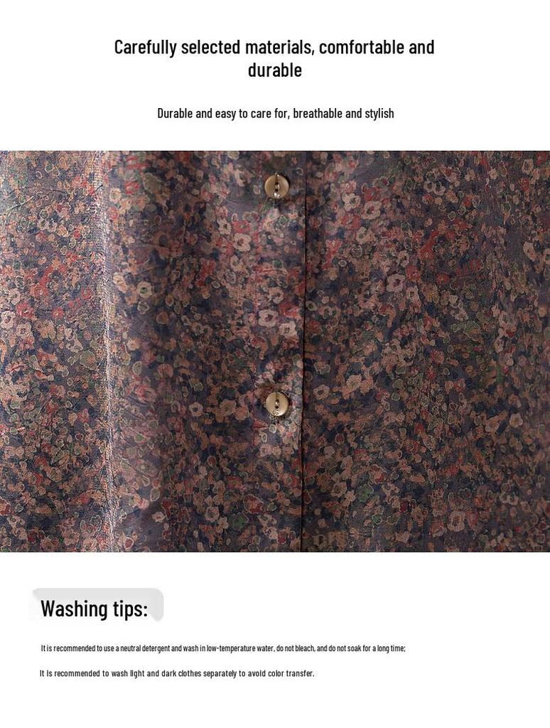 Spring/Summer Plus Size Floral Print Shirt for Middle-Aged and Elderly Women - Stylish, Versatile, Loose-Fit Mother's Wear.